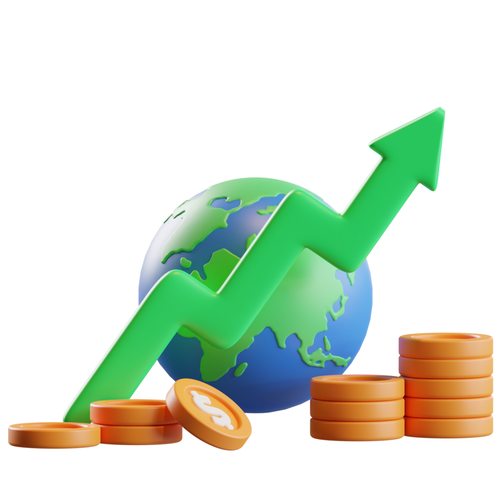 Global Economy Income Growth 3d Illustration png