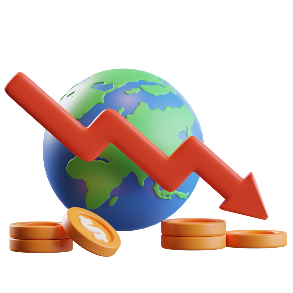 illustration 3d du revenu de l'économie mondiale png