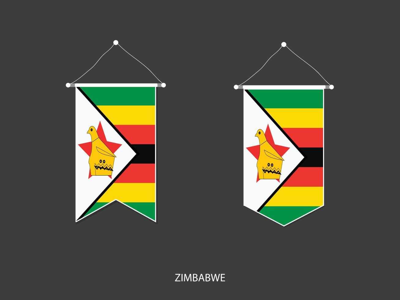 Zimbabwe flag in various shape, Soccer Flag Pennant Vector ,Vector illustration.