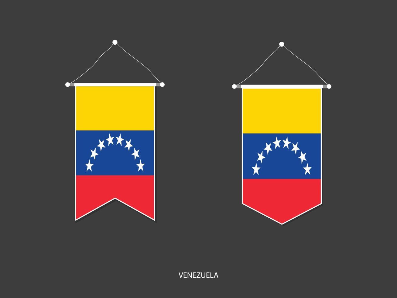 bandera de venezuela en varias formas, vector de banderín de bandera de fútbol, ilustración vectorial.