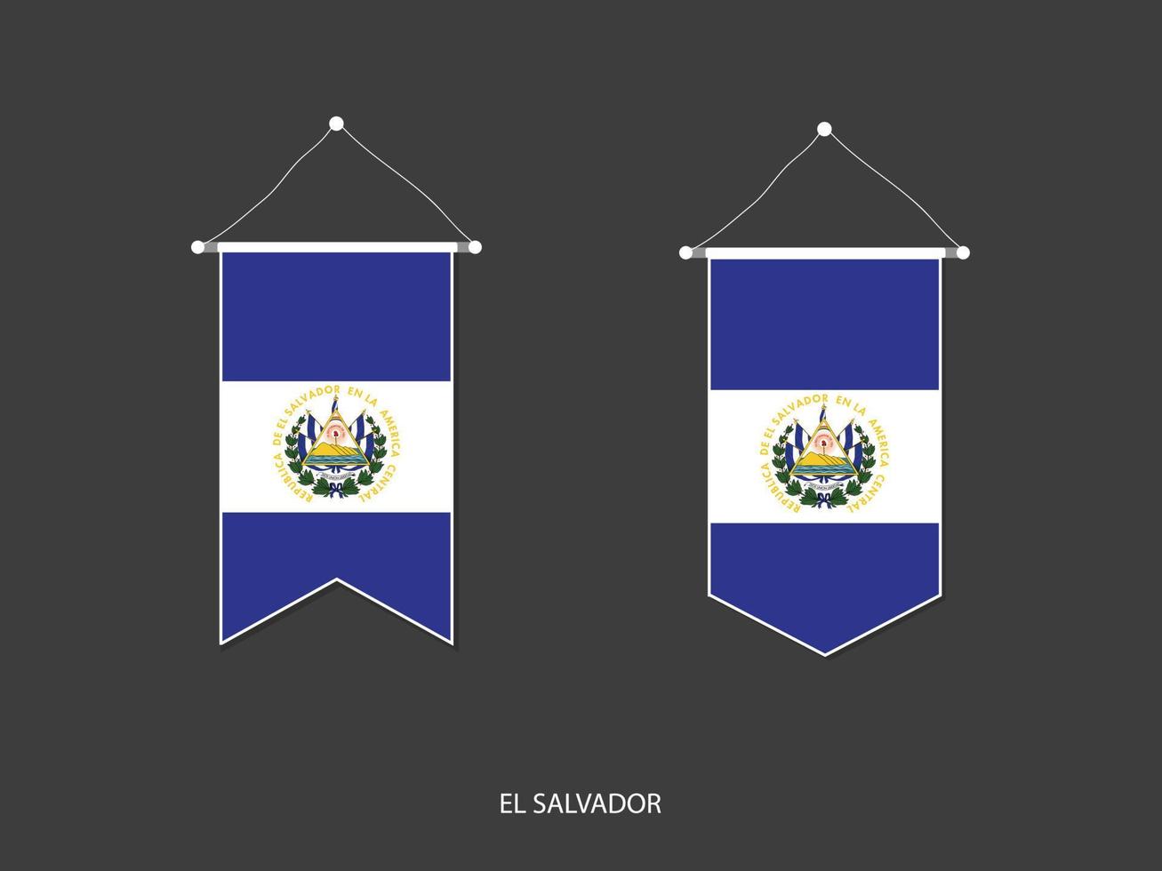 El Salvador flag in various shape, Soccer Flag Pennant Vector ,Vector illustration.