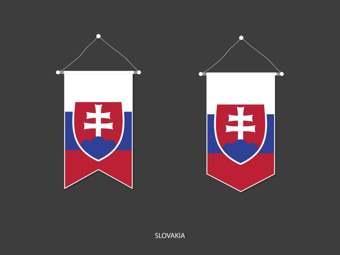 bandera de eslovaquia en varias formas, vector de banderín de bandera de fútbol, ilustración vectorial.