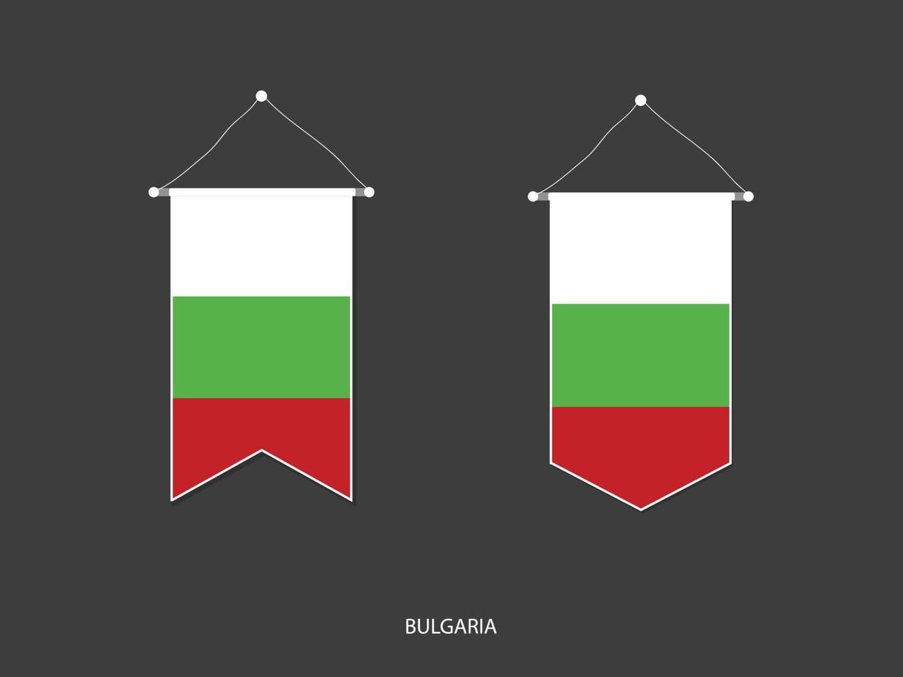 bandera de bulgaria en varias formas, vector de banderín de bandera de fútbol, ilustración vectorial.