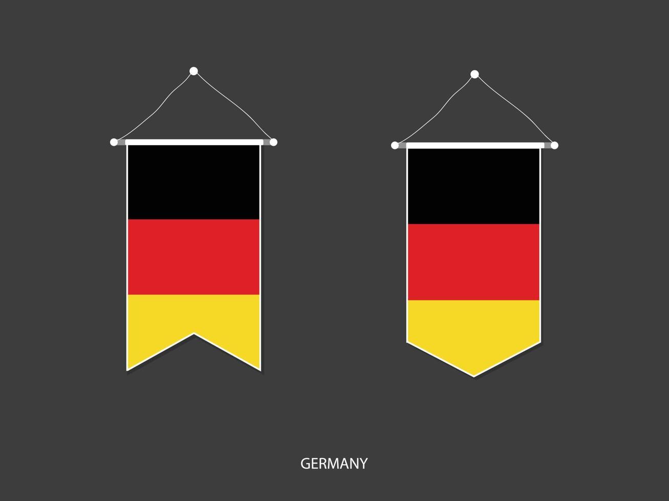 bandera de alemania en varias formas, vector de banderín de bandera de fútbol, ilustración vectorial.