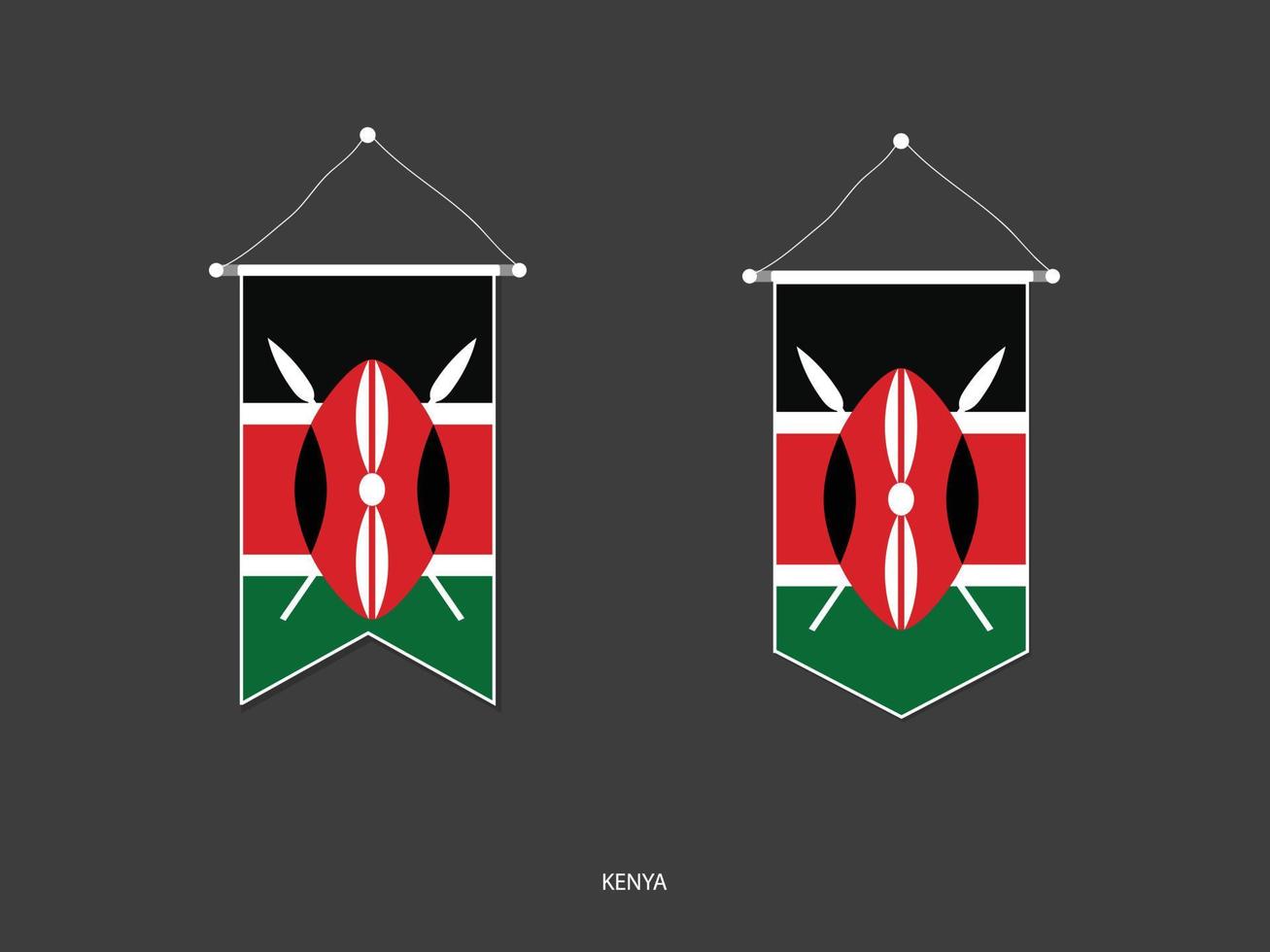Kenya flag in various shape, Soccer Flag Pennant Vector ,Vector illustration.