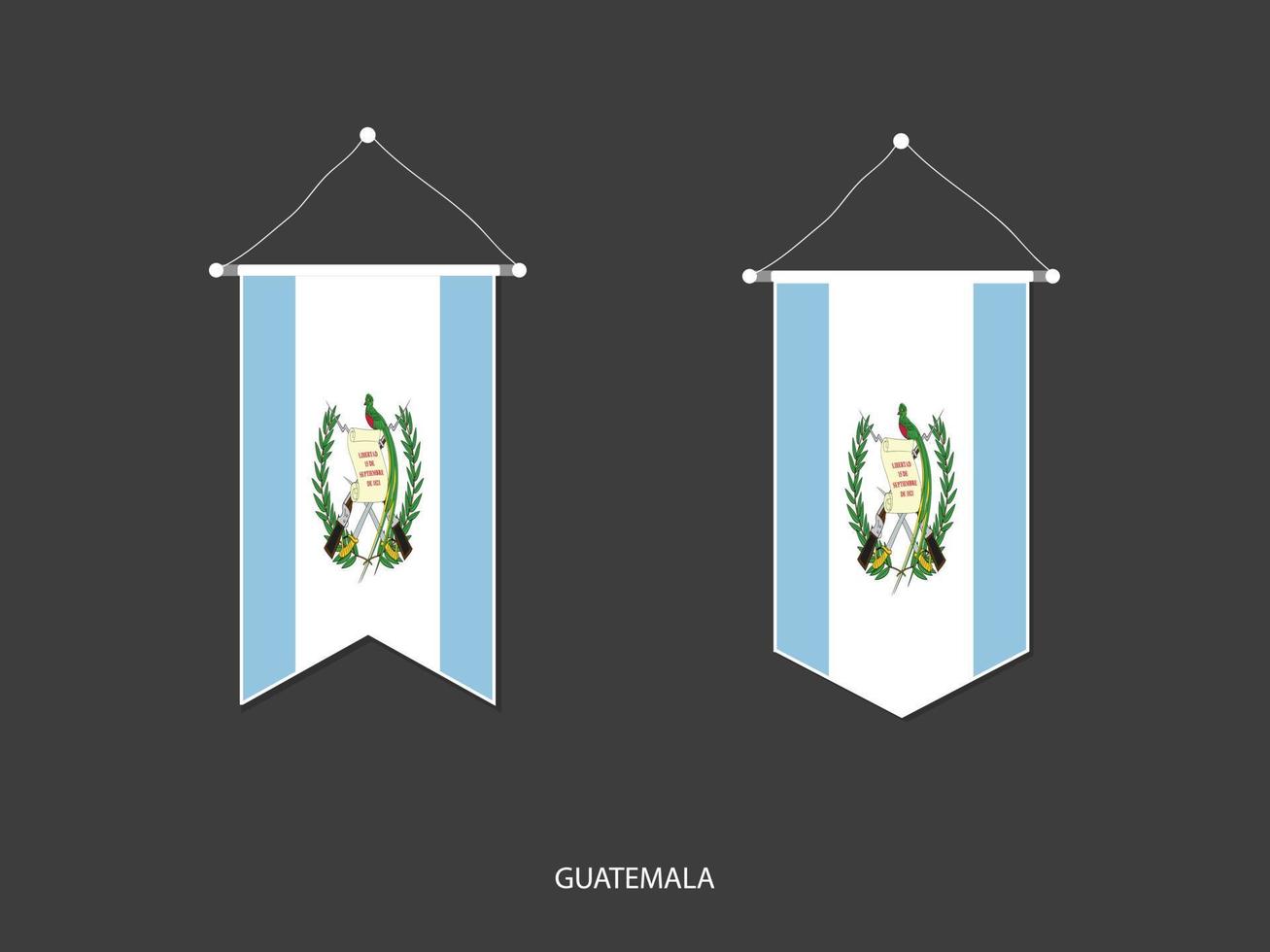 bandera de guatemala en varias formas, vector de banderín de bandera de fútbol, ilustración vectorial.