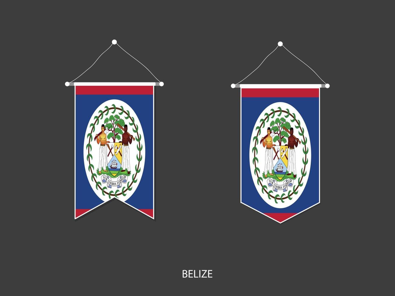 bandera de belice en varias formas, vector de banderín de bandera de fútbol, ilustración vectorial.