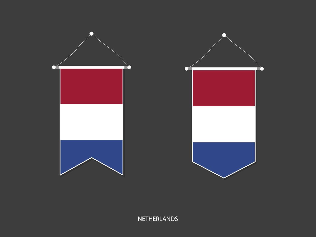 Netherlands flag in various shape, Soccer Flag Pennant Vector ,Vector illustration.