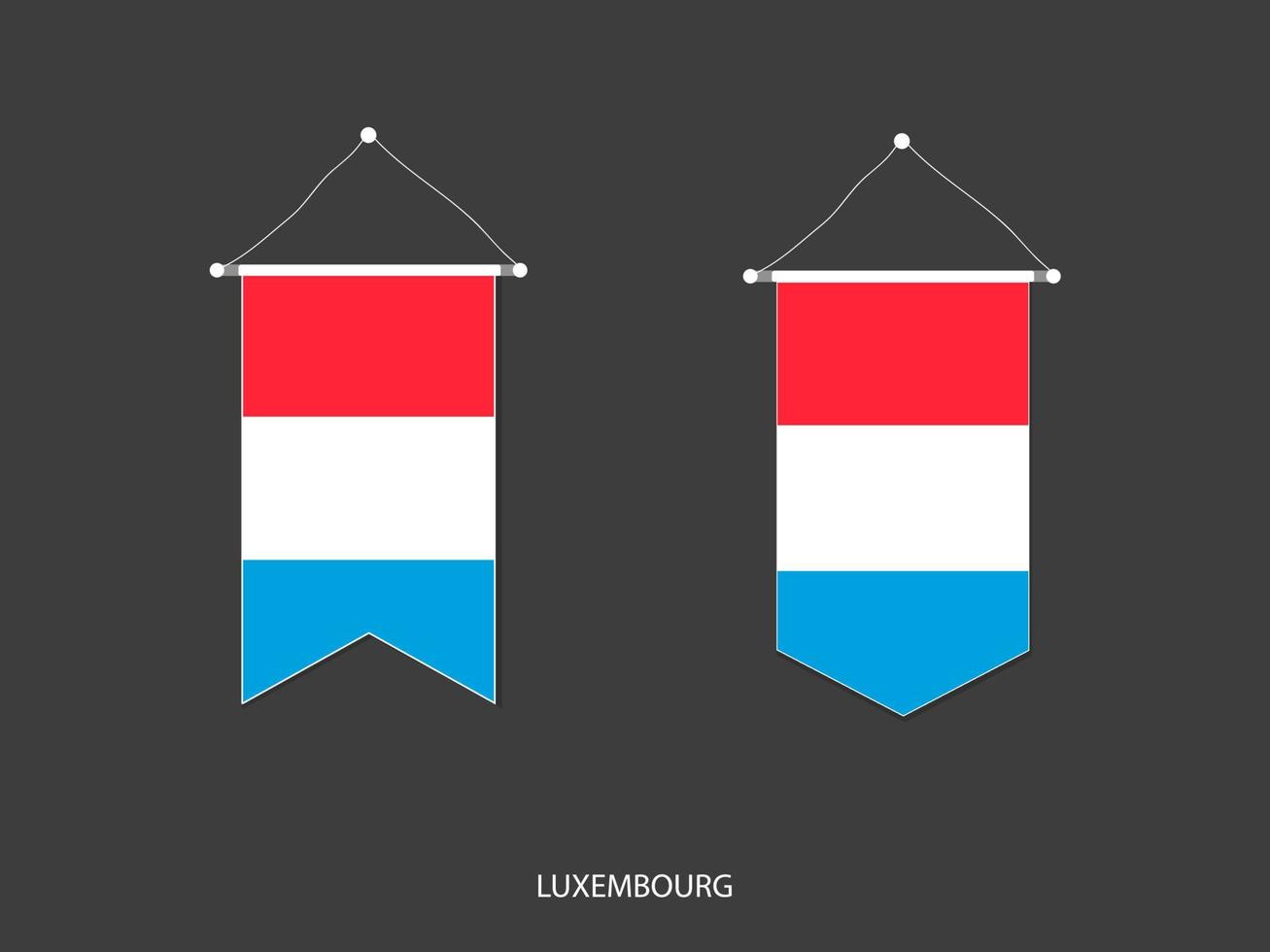 Luxembourg flag in various shape, Soccer Flag Pennant Vector ,Vector illustration.