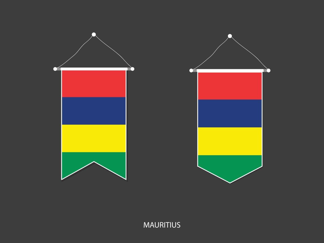 bandera de mauricio en varias formas, vector de banderín de bandera de fútbol, ilustración vectorial.