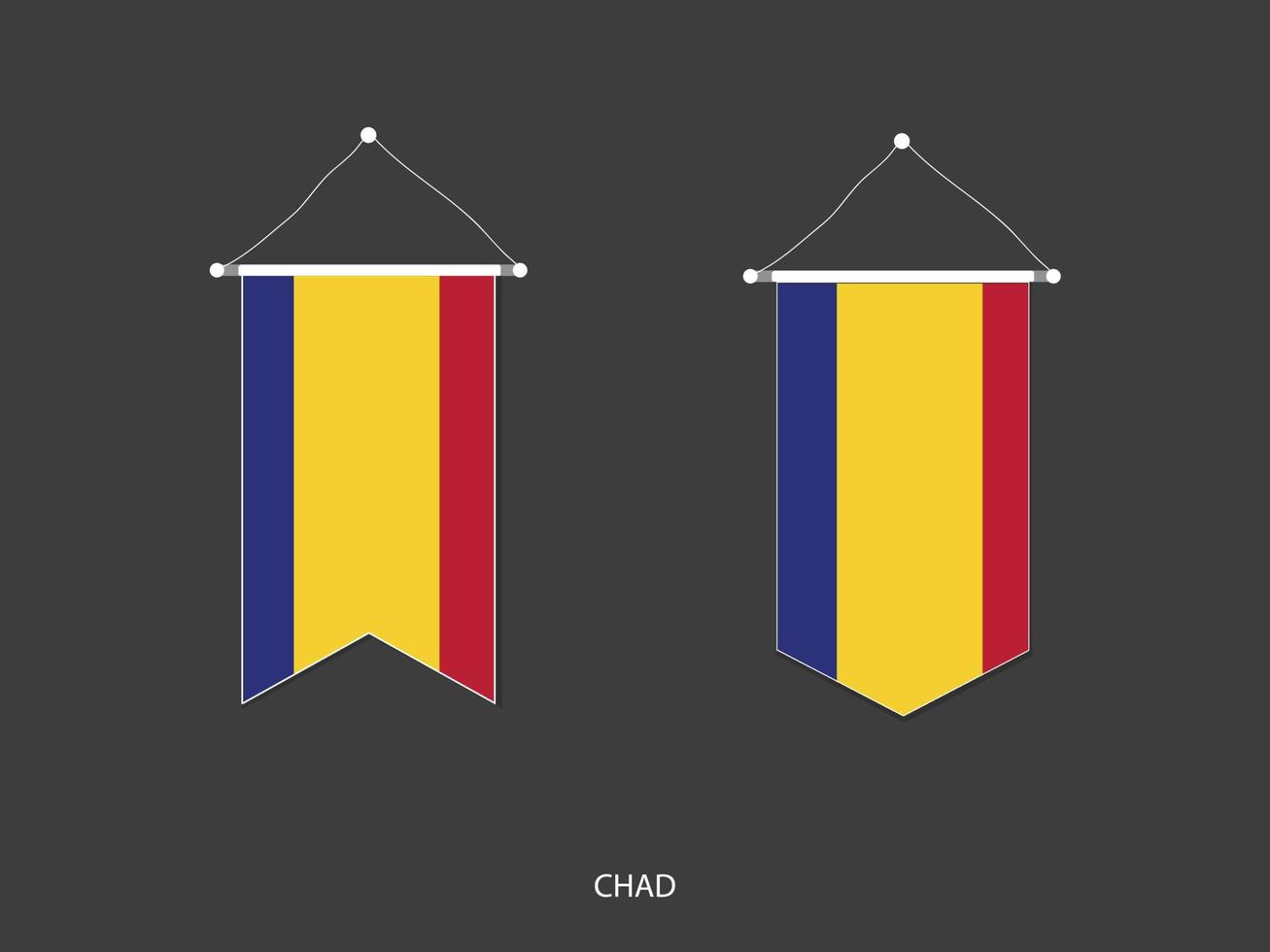 Chad flag in various shape, Soccer Flag Pennant Vector ,Vector illustration.