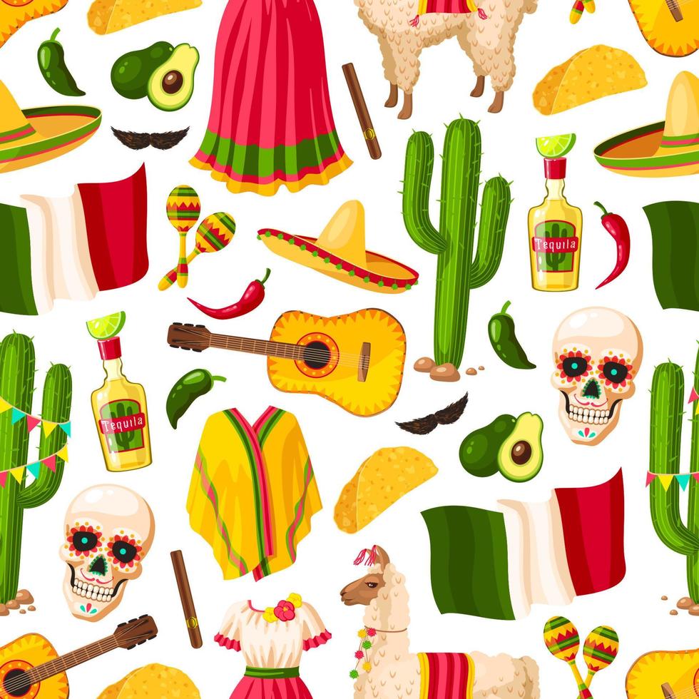 patrón sin fisuras de vacaciones mexicanas cinco de mayo vector