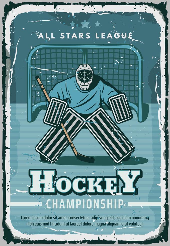 Vector retro poster for hockey sport