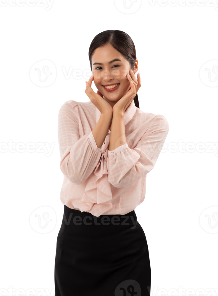 Portrait of a smiling asian woman cutout, Png file