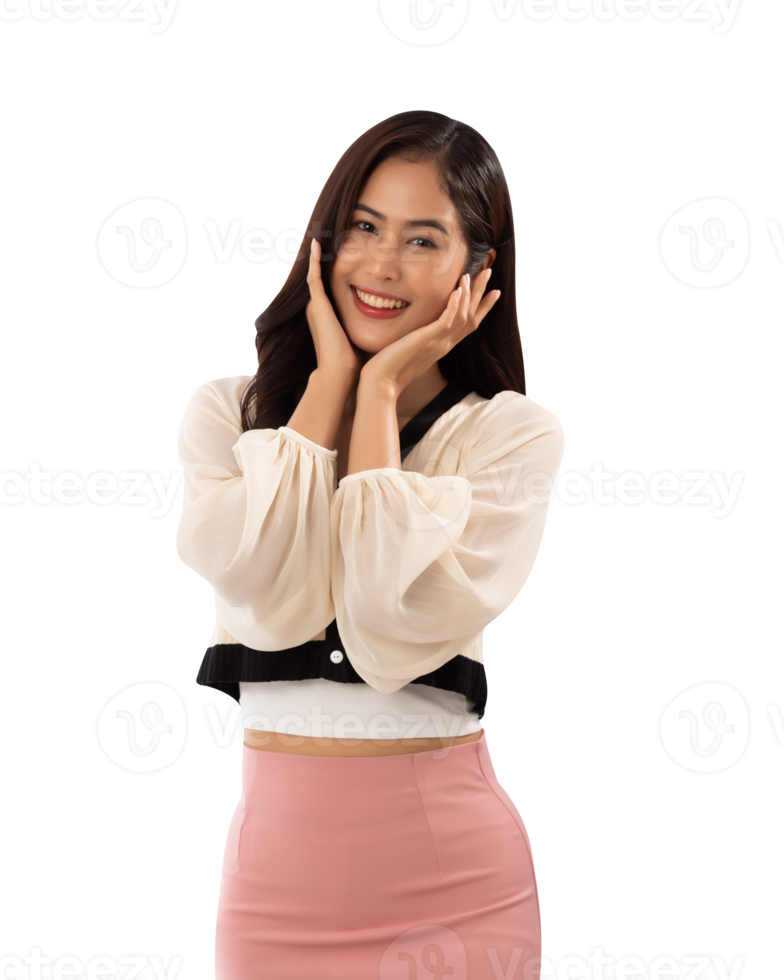 Portrait of a smiling asian woman cutout, Png file