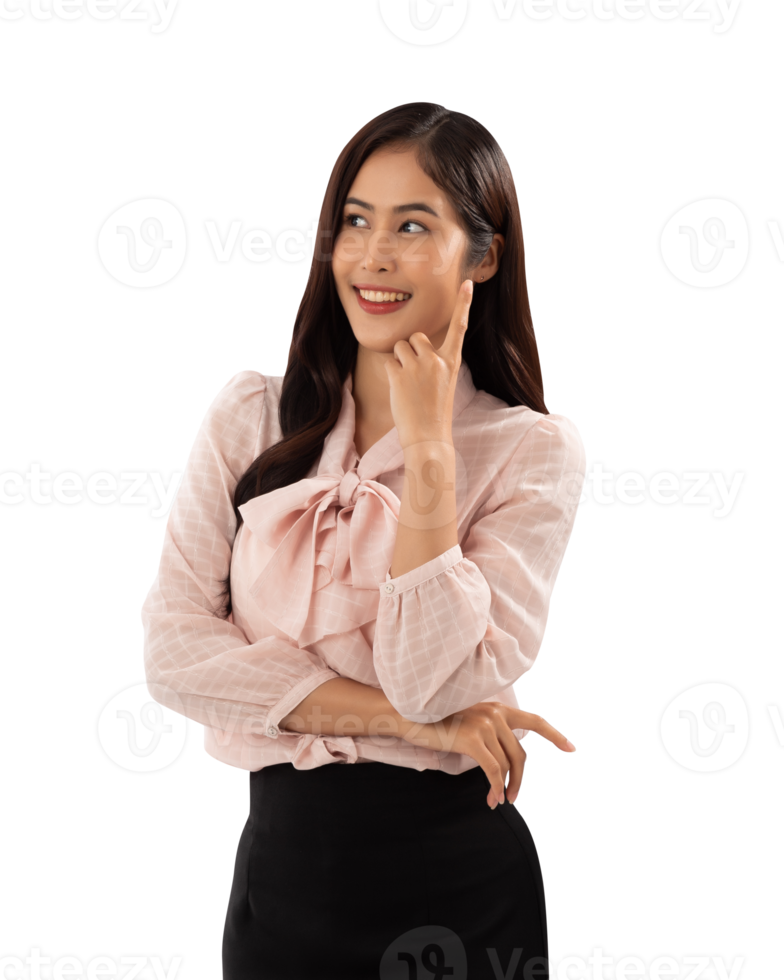 Portrait of a smiling asian woman cutout, Png file