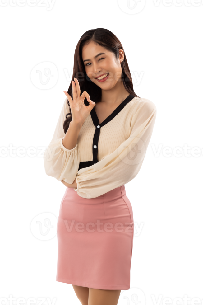 Portrait of a smiling asian woman cutout, Png file