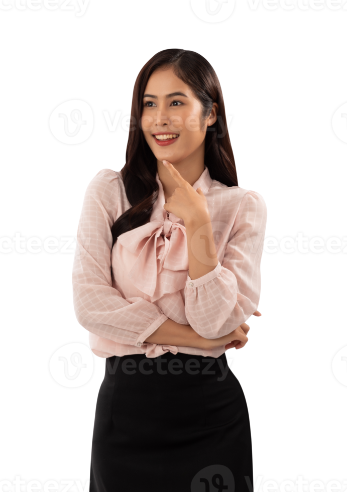 Portrait of a smiling asian woman cutout, Png file