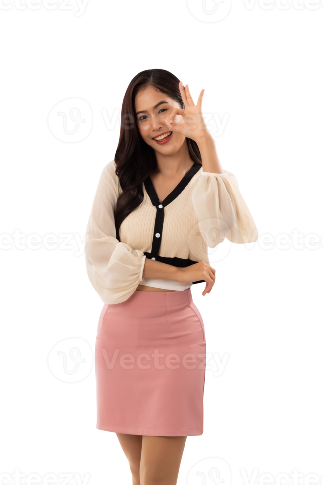 Portrait of a smiling asian woman cutout, Png file