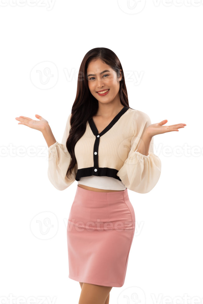 Portrait of a smiling asian woman cutout, Png file