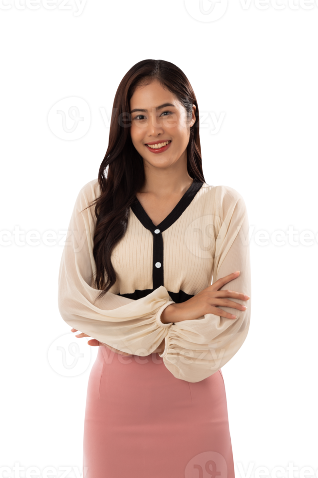 Portrait of a smiling asian woman cutout, Png file