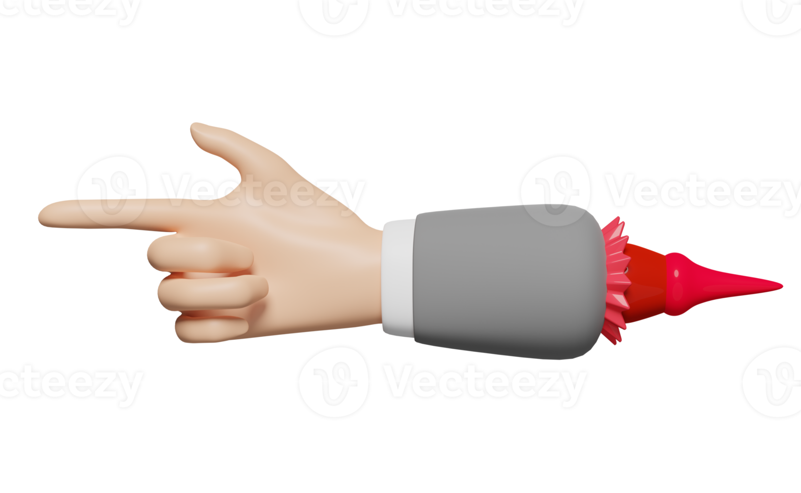 cartoon businessman hand pointing isolated. 3d illustration or 3d render png