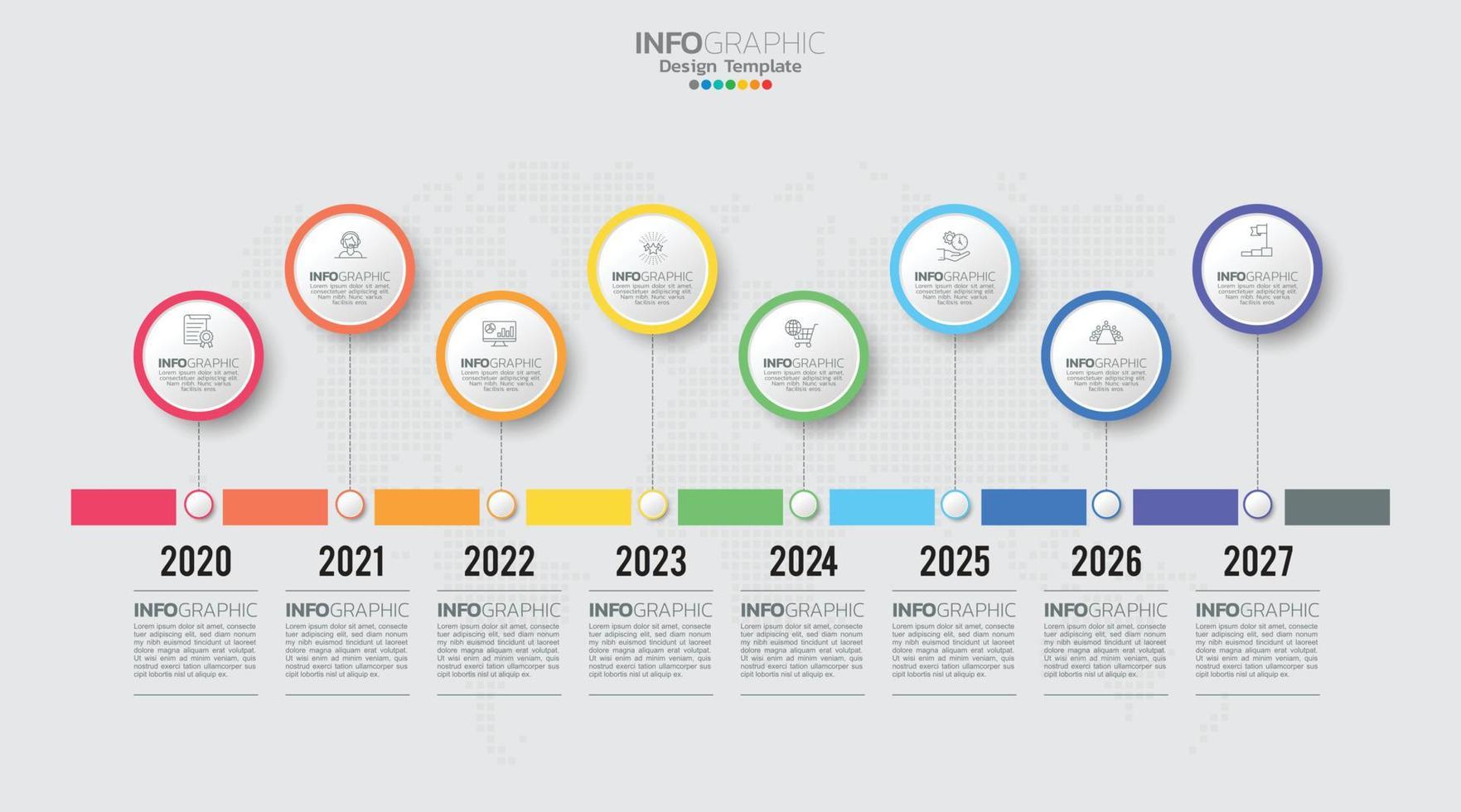 Timeline infographic vector with 8 steps can be used for workflow, layout, diagram, annual report, web design.