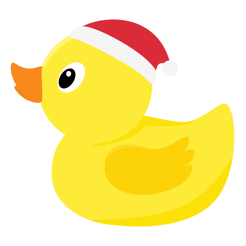 yellow rubber duck with Christmas hat png