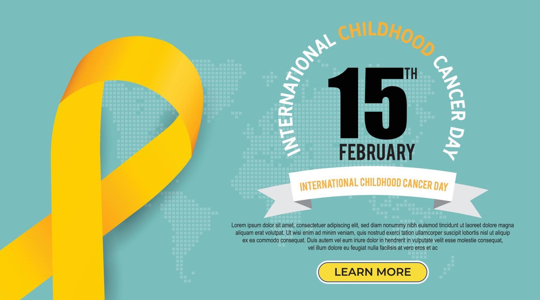 Childhood cancer awareness banner with yellow ribbon symbol. vector