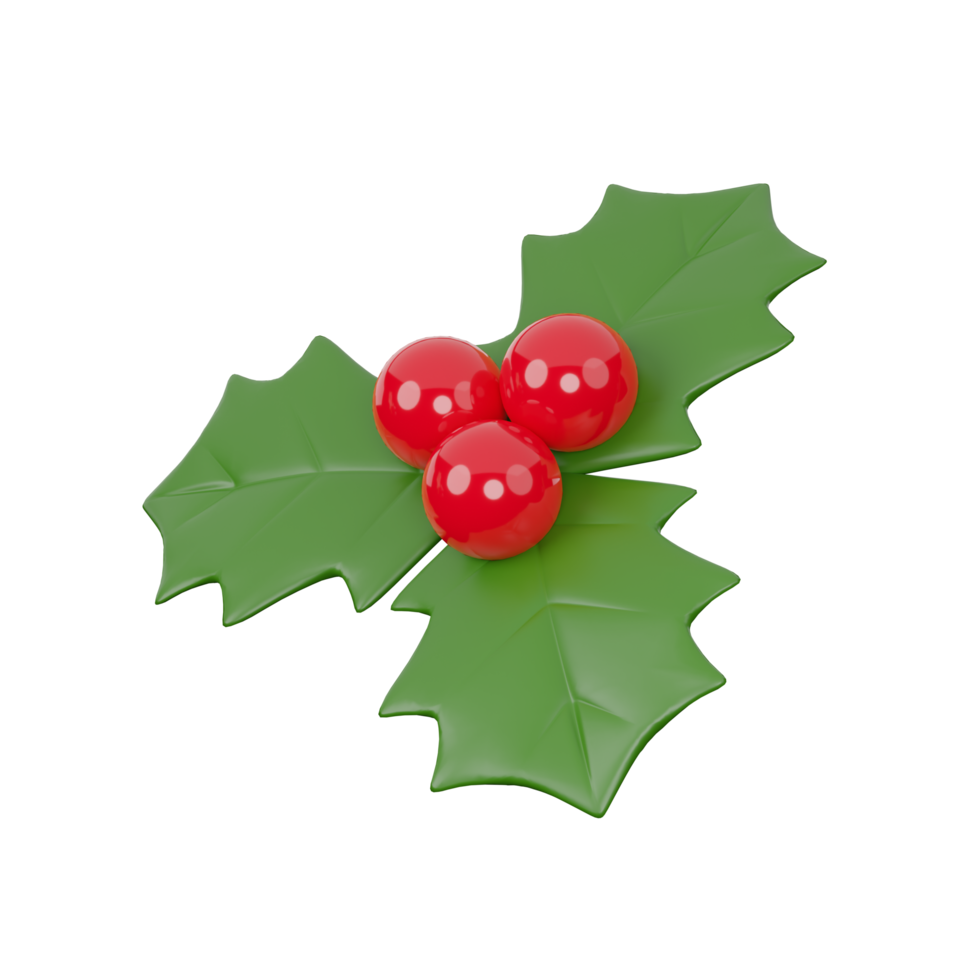 allegro Natale, agrifoglio. 3d resa. png file