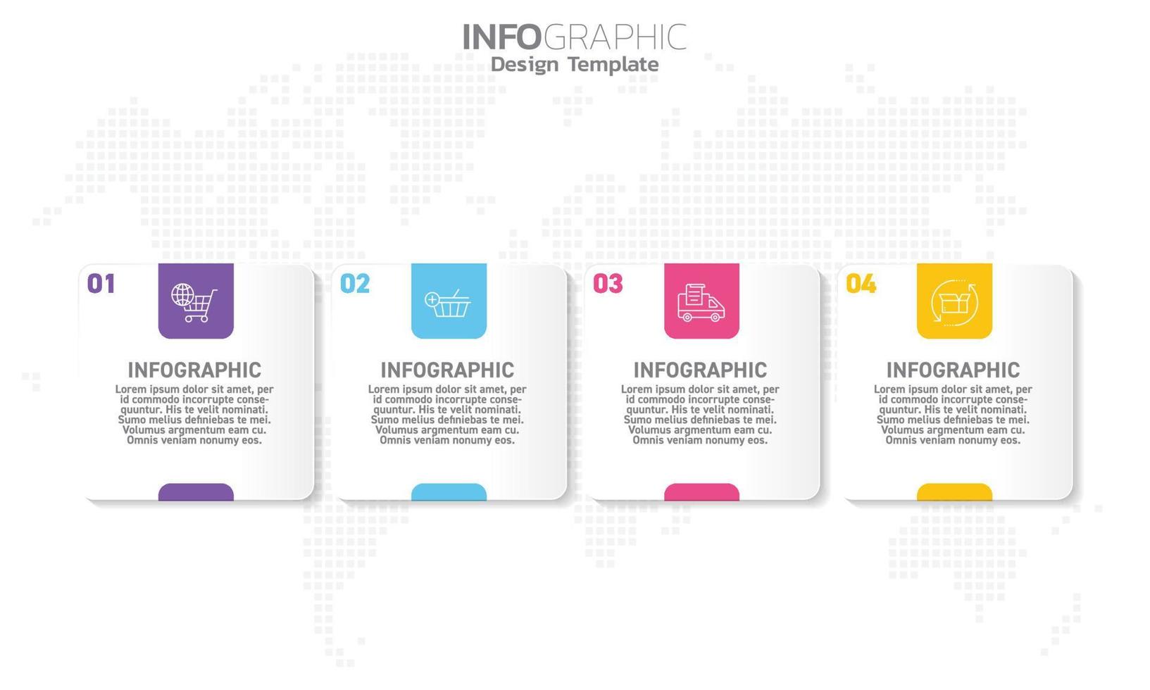 seo infografía 4 pasos seo para contenido, diagrama, diagrama de flujo, pasos, partes, línea de tiempo, flujo de trabajo, gráfico. vector