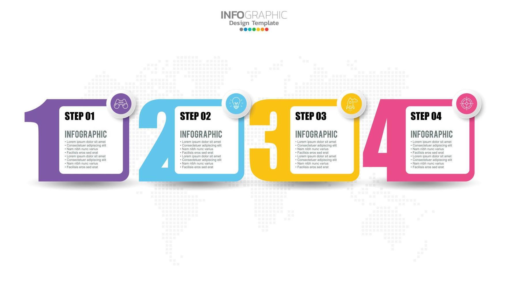 4 Steps infographic design template with icons and process. vector