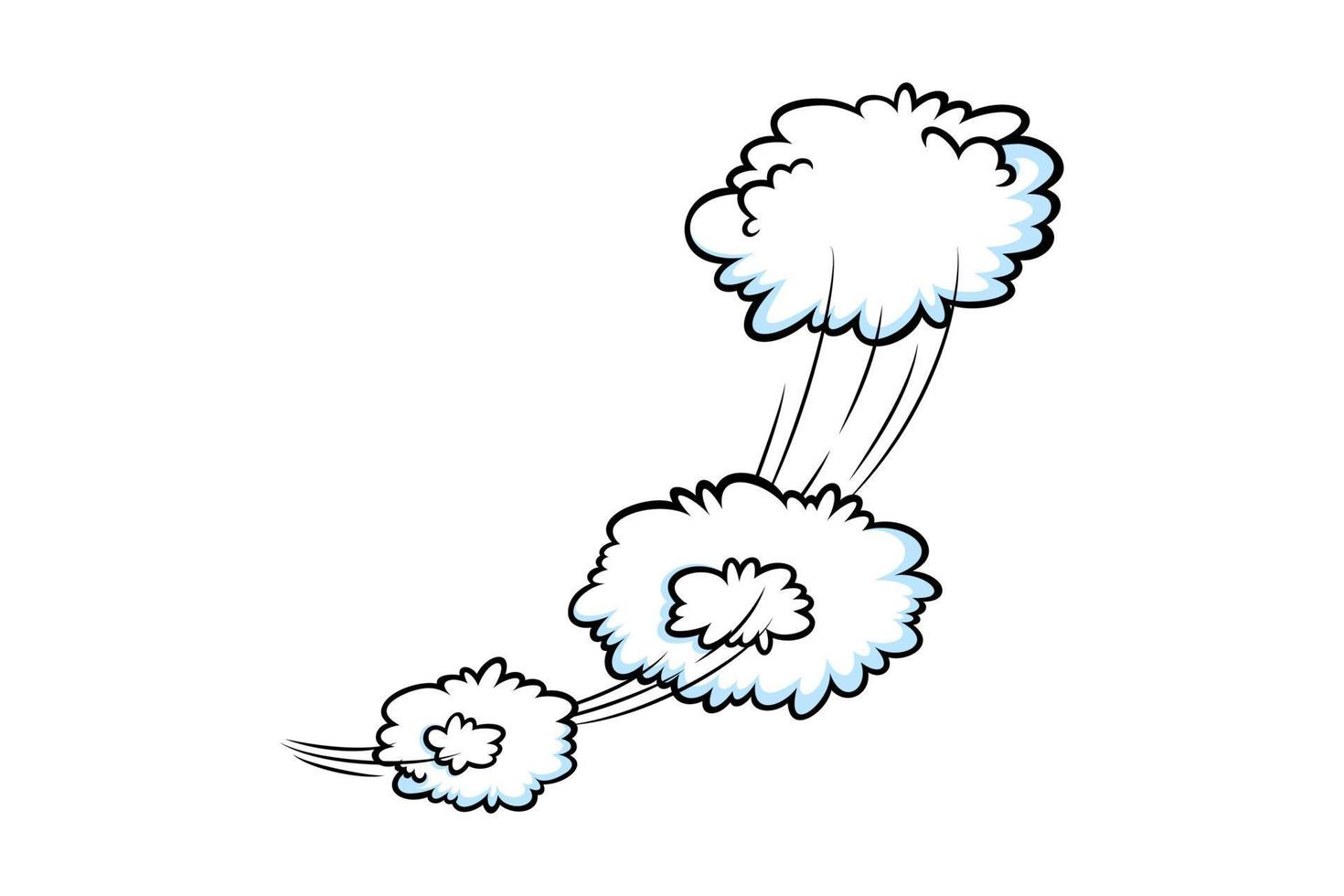 efecto de velocidad cómica con nubes. nubes cómicas con líneas de rastro de movimiento. ilustración vectorial vector