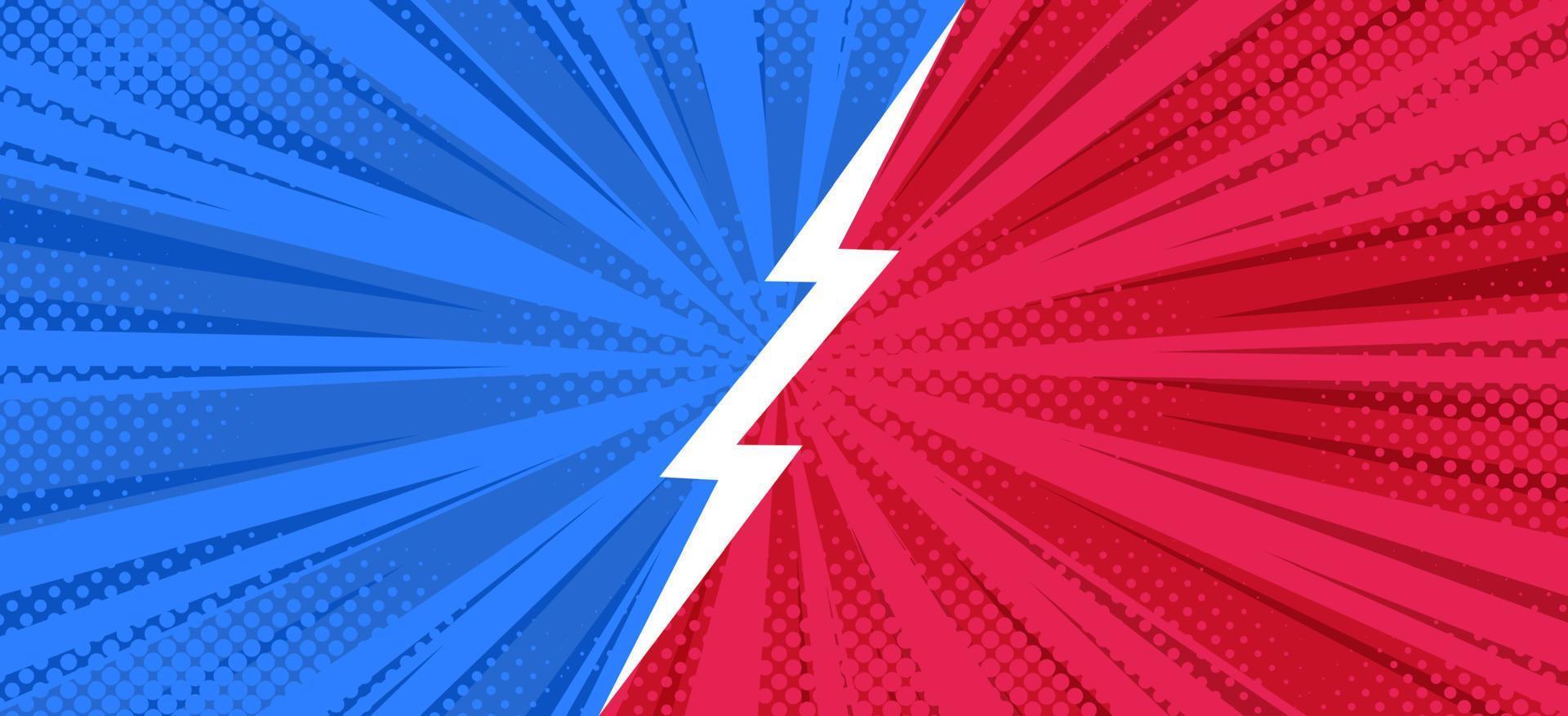 Versus symbol in comic background for battles with a flare. Halftone comic design. Vector illustration