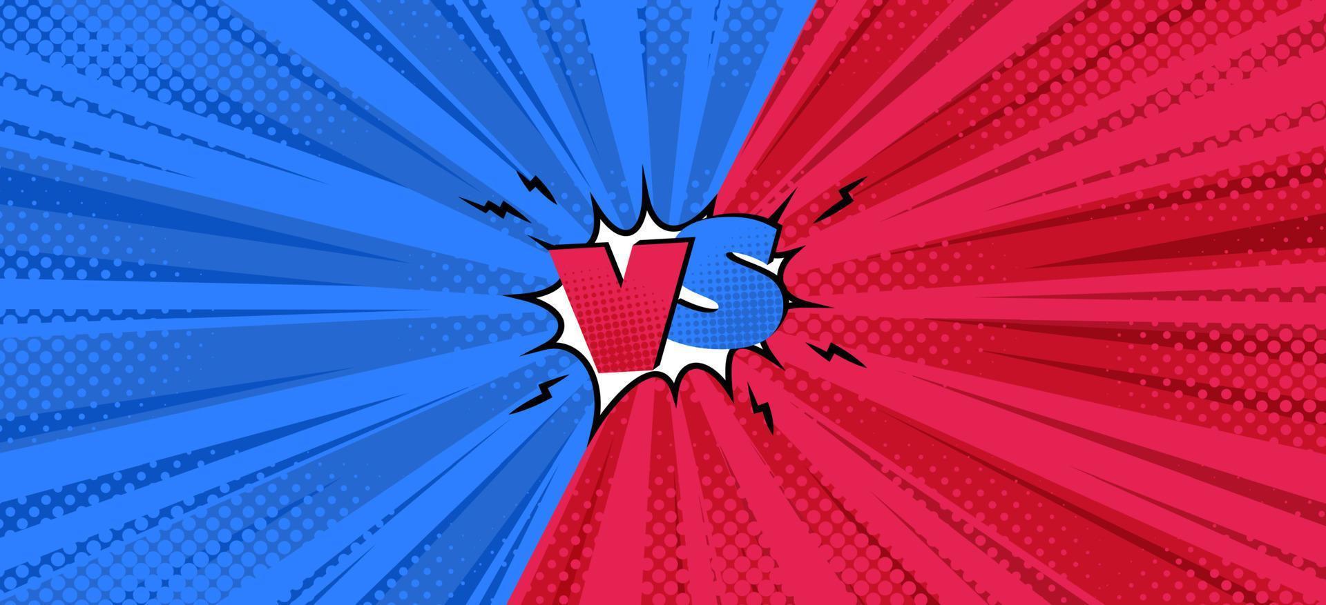 Versus symbol in comic background for battles. Halftone comic design. Vector illustration