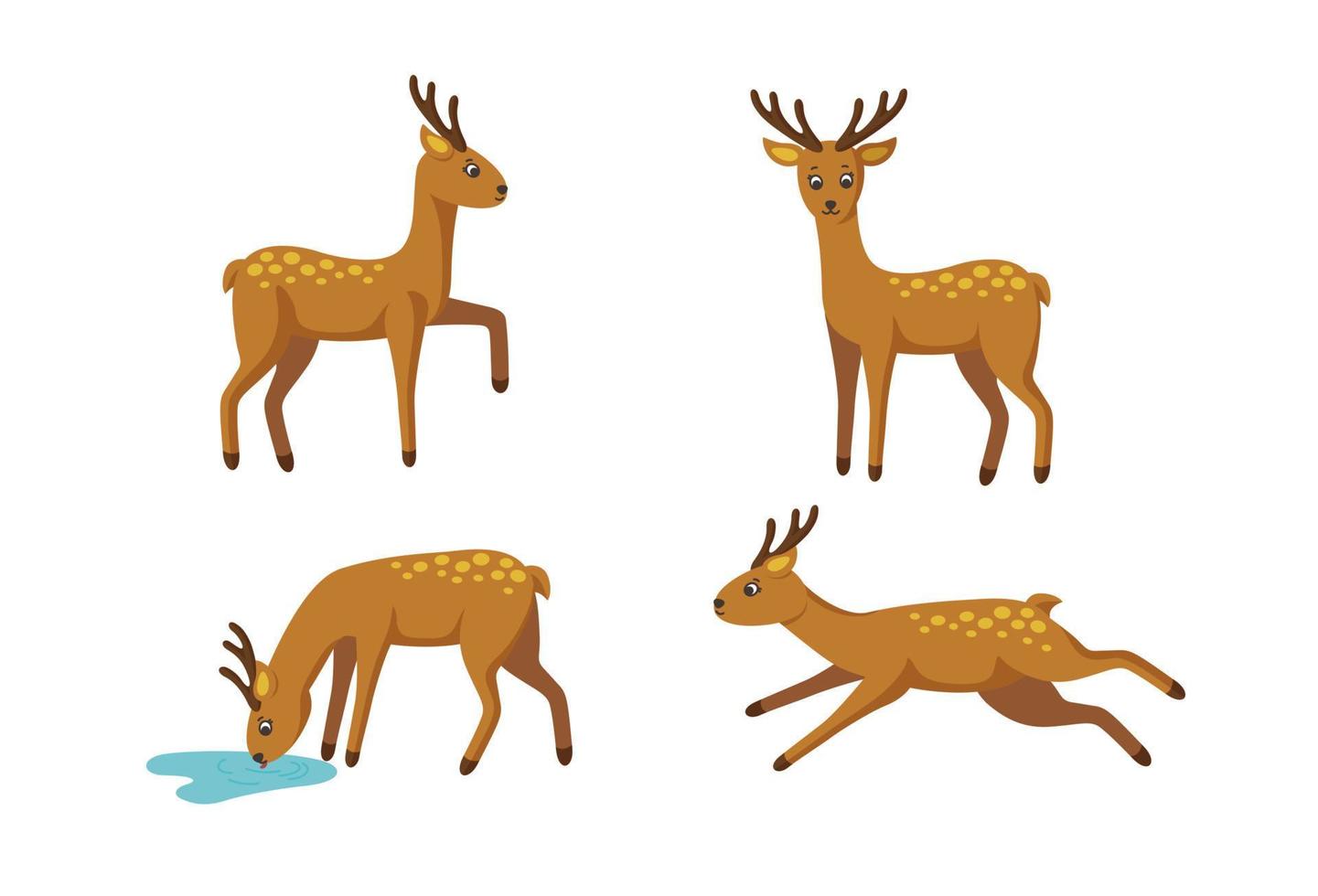 Set of deers for patterns and designs. Vector illustration