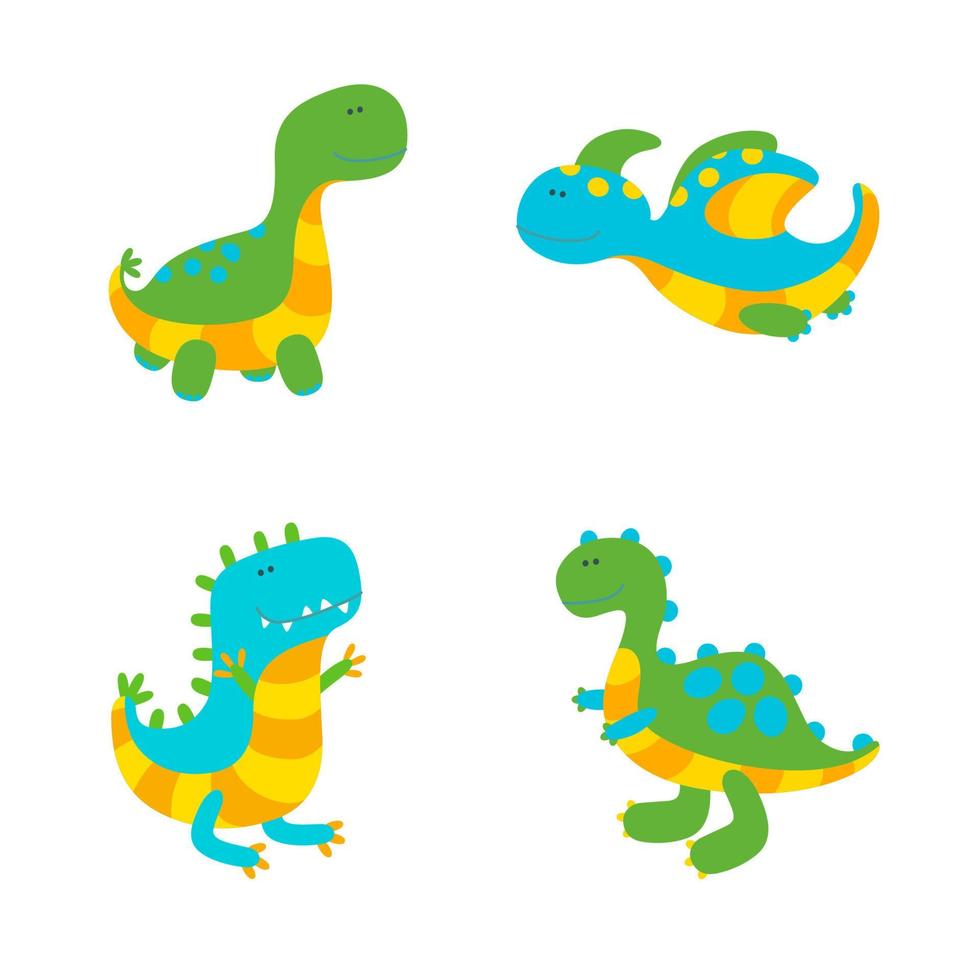 Set of dinosaurs on white background. Vector illustration