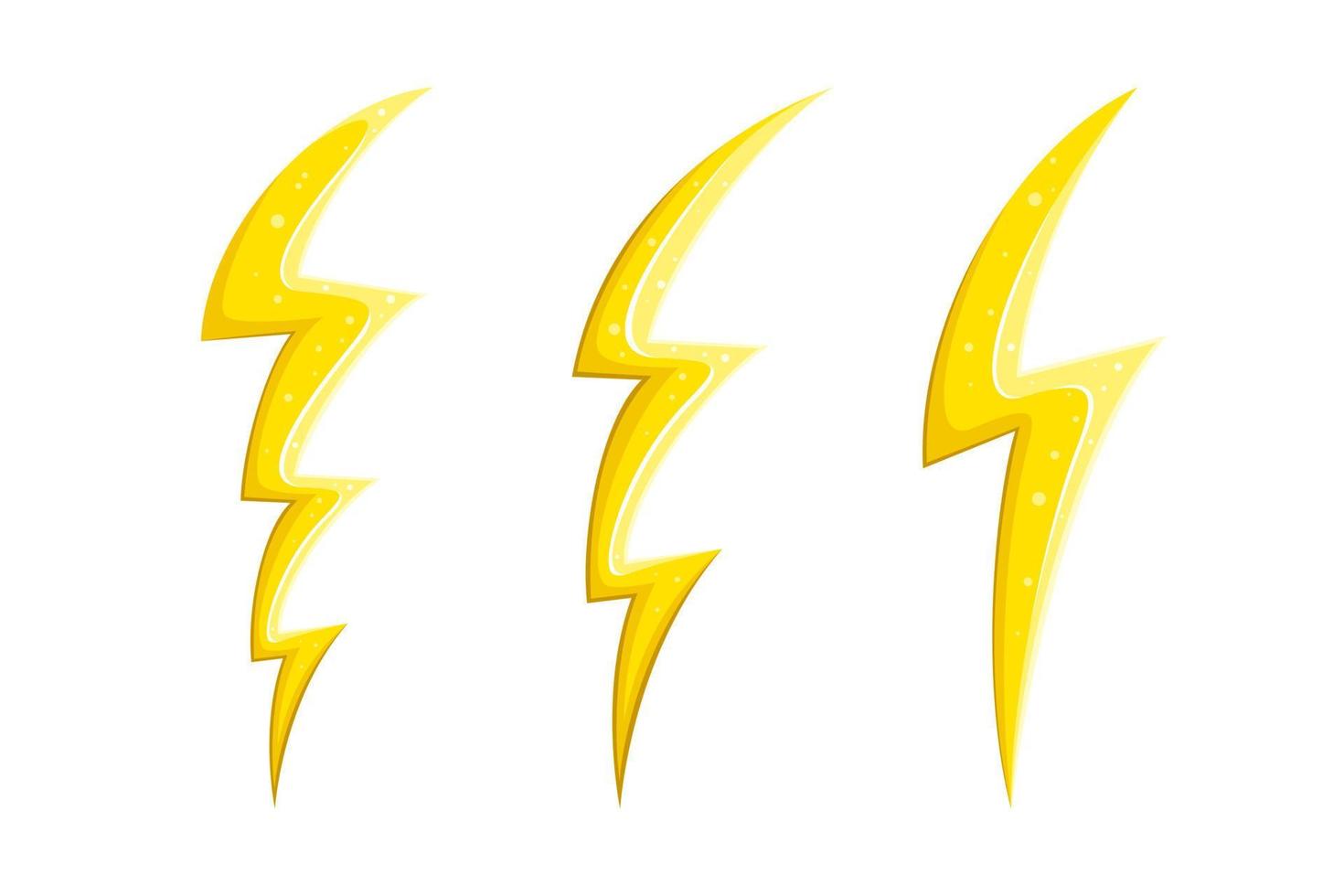 Electric lightnings and flashes in comic style. Cartoon lightnings set. Vector illustration