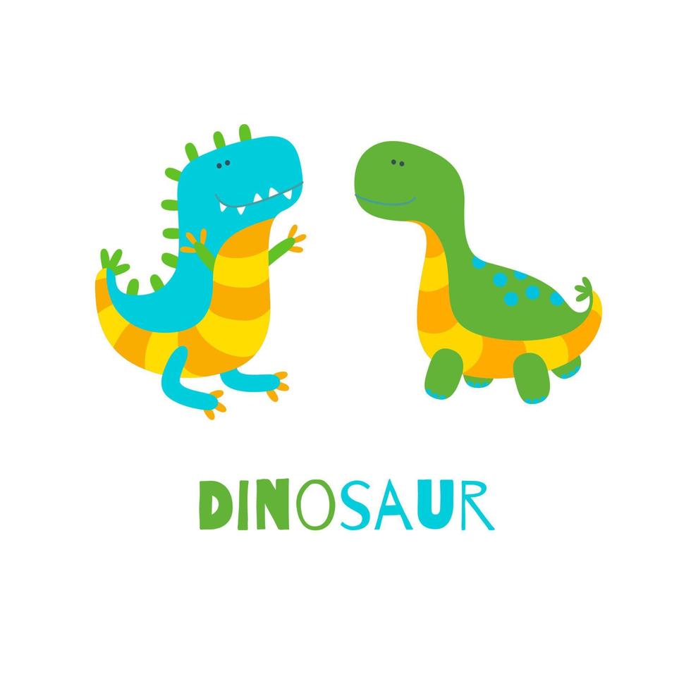 Dinosaurs for prints and designs. Vector illustration in cute flat style