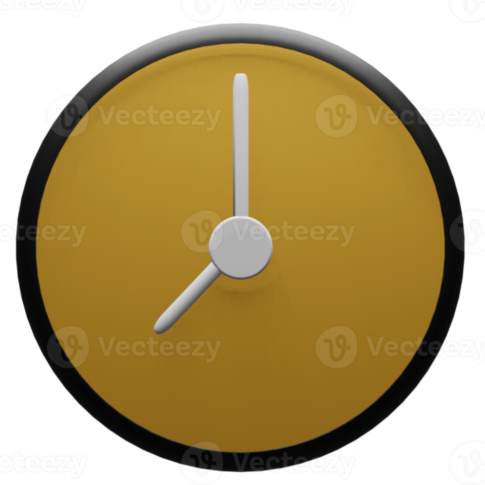 3d clock icon yellow color, suitable to be used as an additional element in your design png