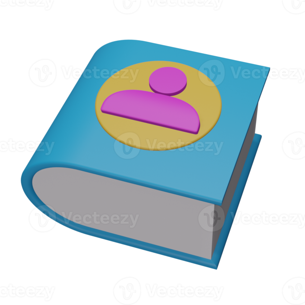 The blue 3d icon Contact book, perfect to use as an additional element in your design png