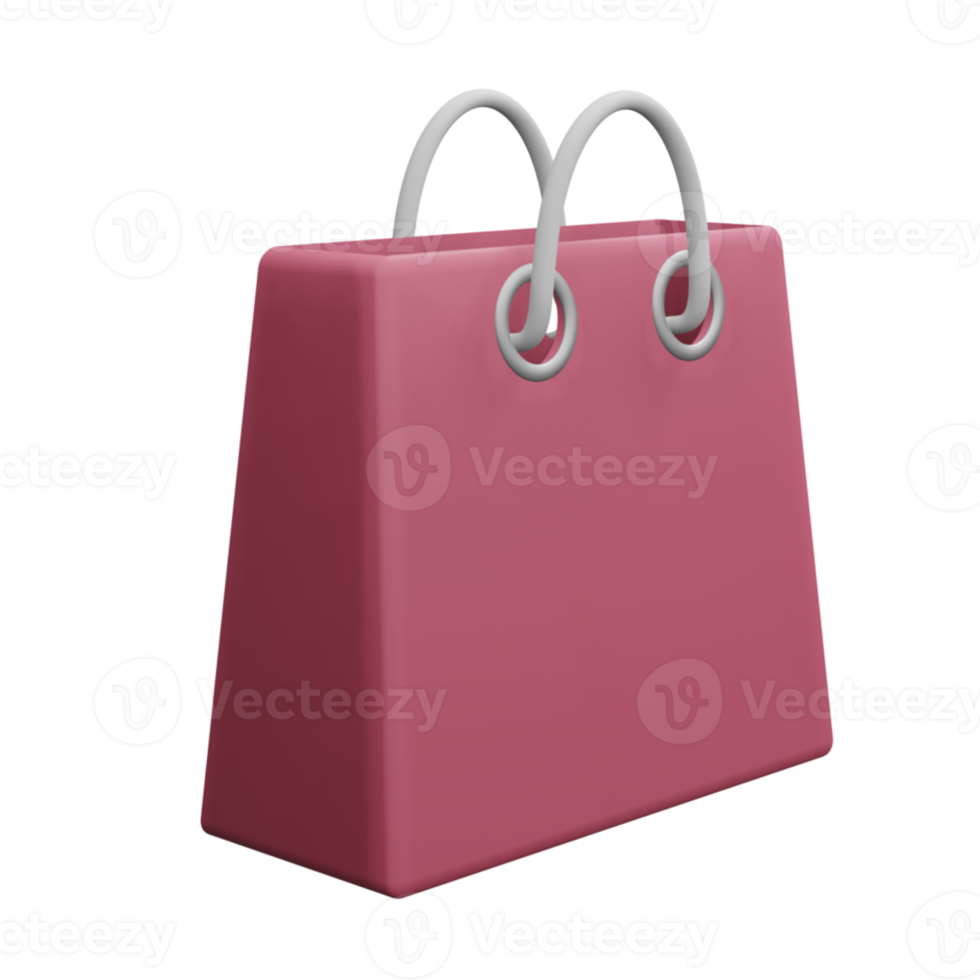 3D Shopping Bag Icon Pink, Perfect to use as an additional element in your design png