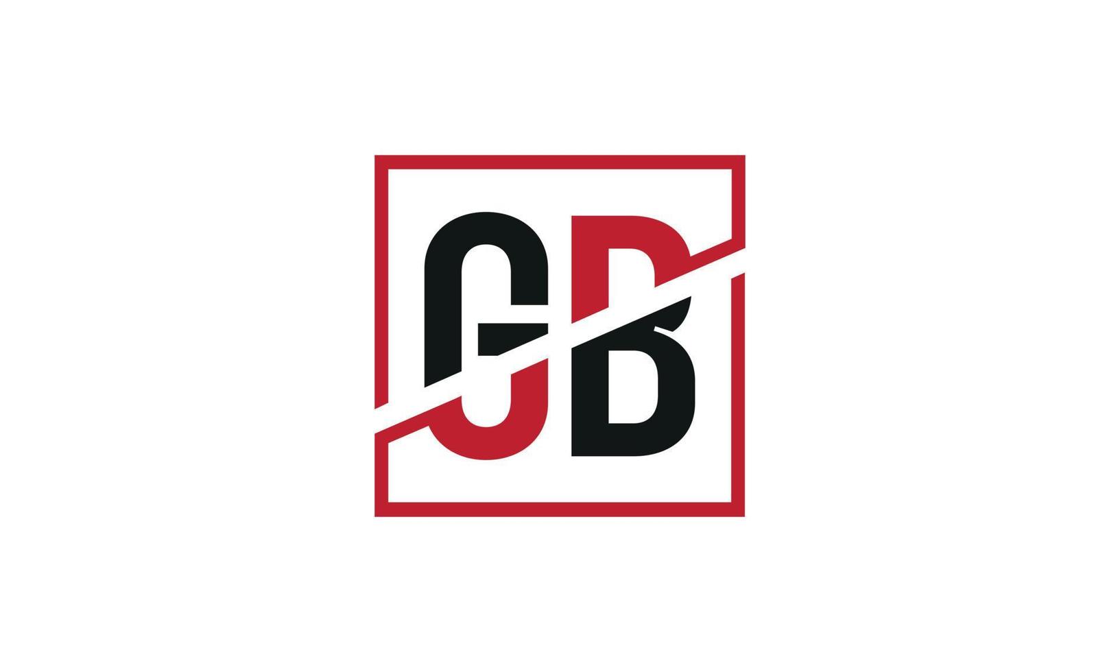 GB logo design. Initial GB letter logo monogram design in black and red color with square shape. Pro vector