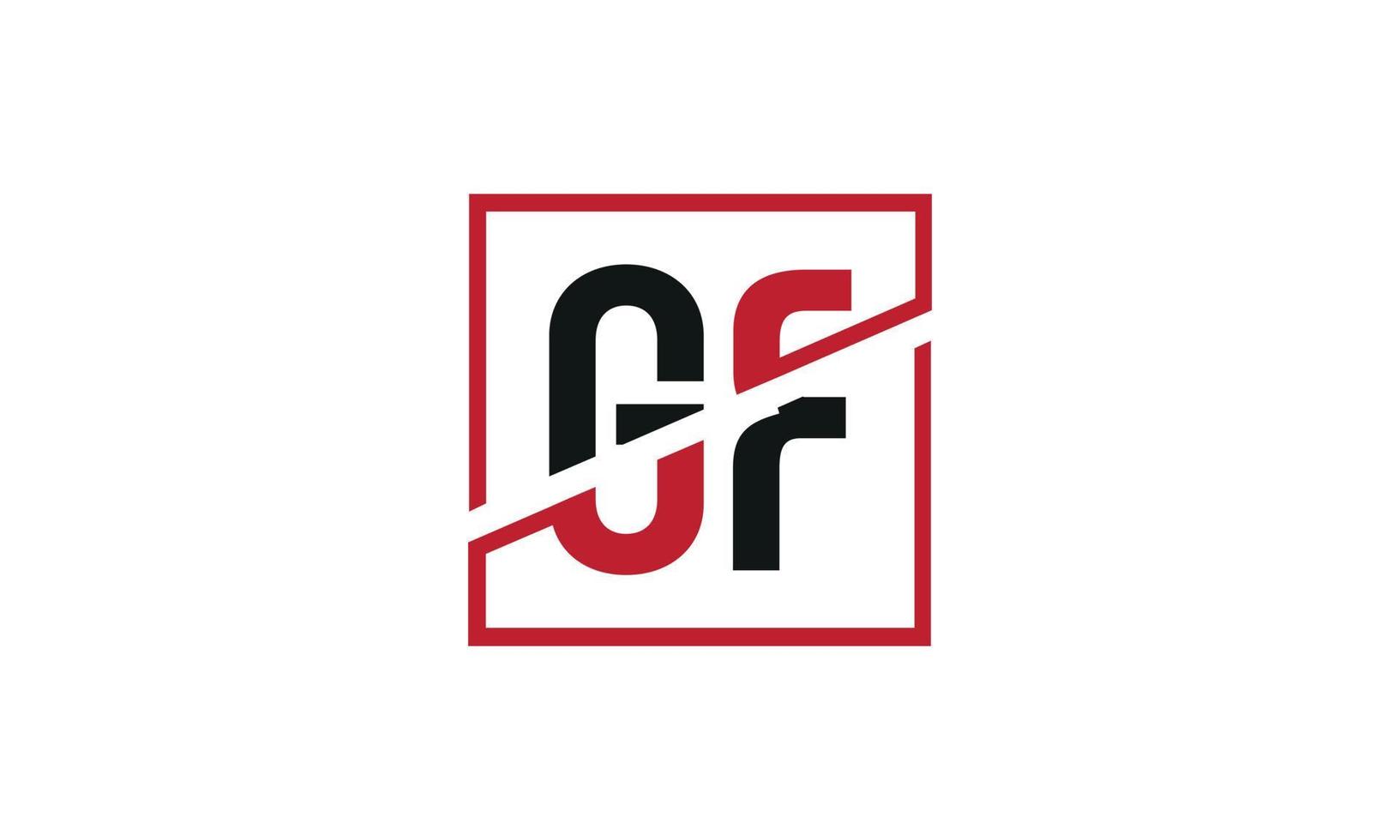 diseño de logotipo gf. diseño inicial del monograma del logotipo de la letra gf en color negro y rojo con forma cuadrada. vector profesional