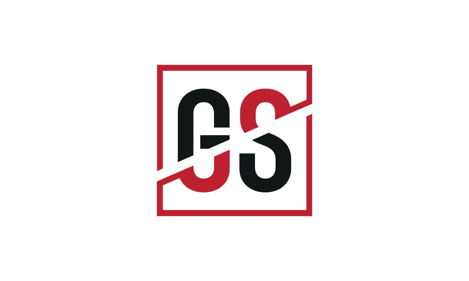 GS logo design. Initial GS letter logo monogram design in black and red color with square shape. Pro vector