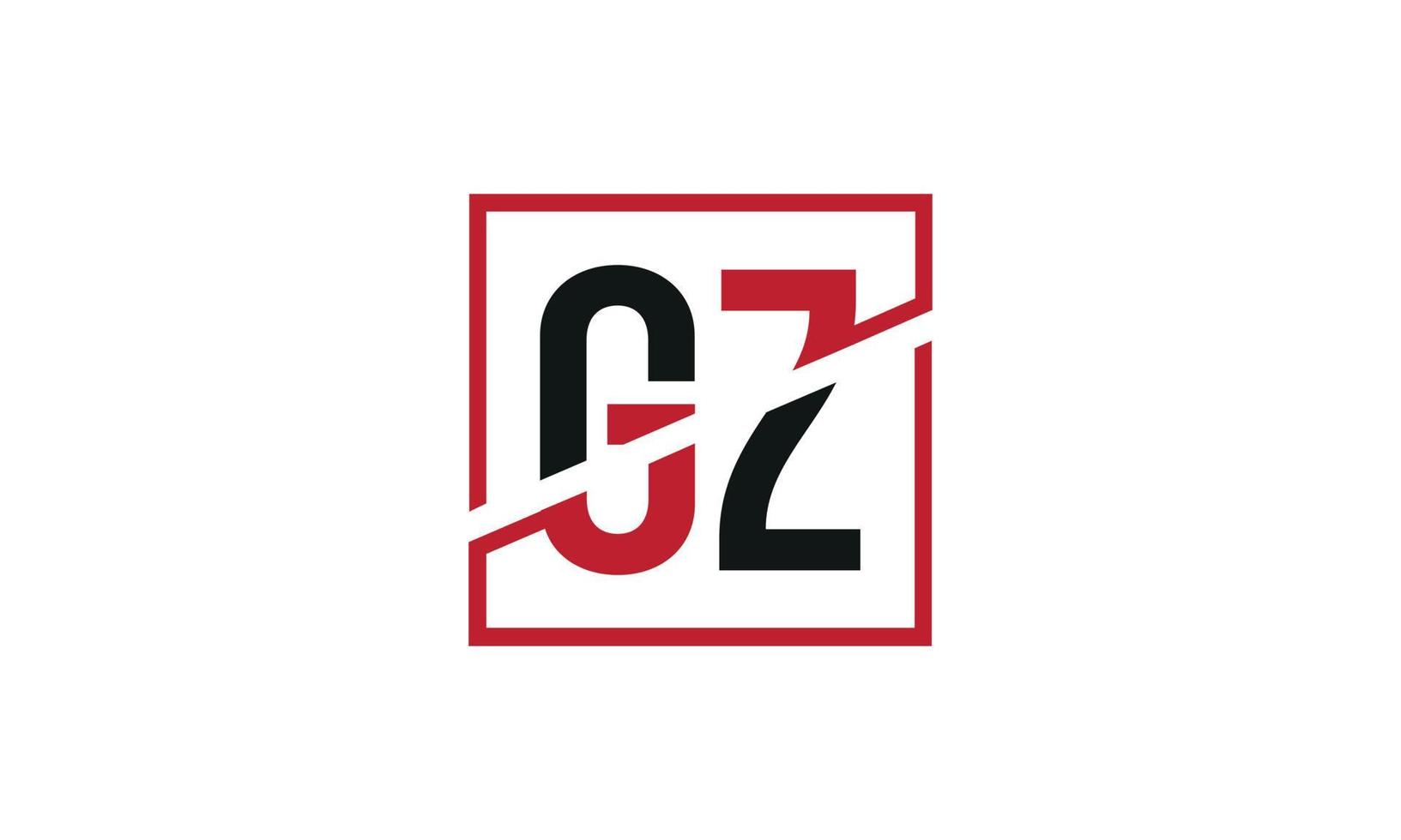 GZ logo design. Initial GZ letter logo monogram design in black and red color with square shape. Pro vector