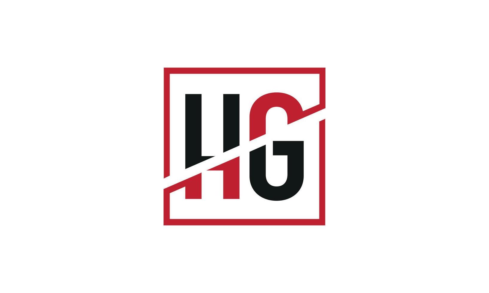 diseño de logotipo hg. diseño inicial del monograma del logotipo de la letra hg en color negro y rojo con forma cuadrada. vector profesional