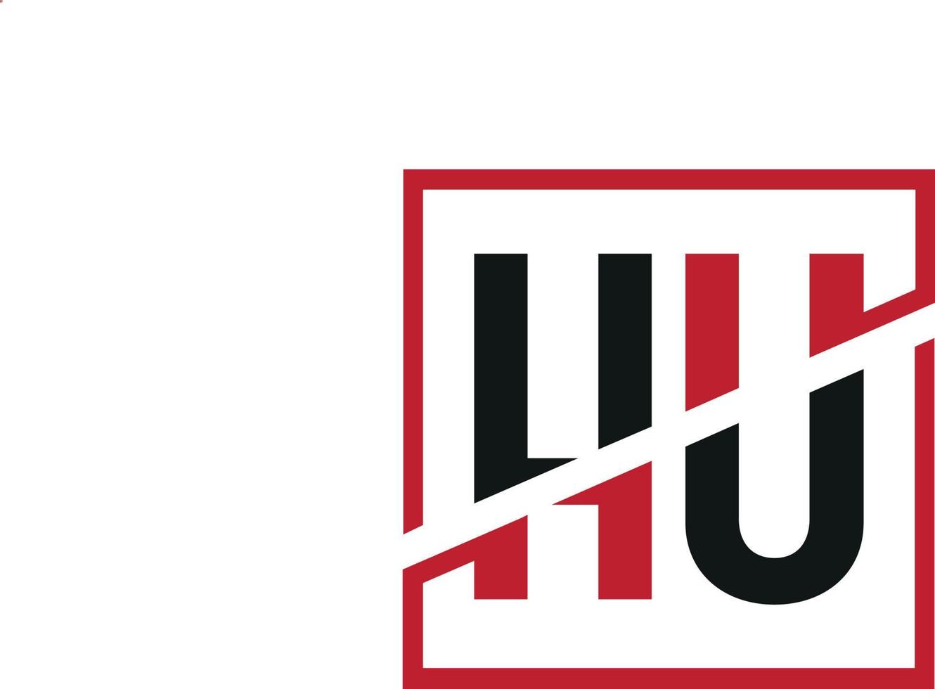 diseño de logotipo hu. diseño inicial del monograma del logotipo de la letra hu en color negro y rojo con forma cuadrada. vector profesional
