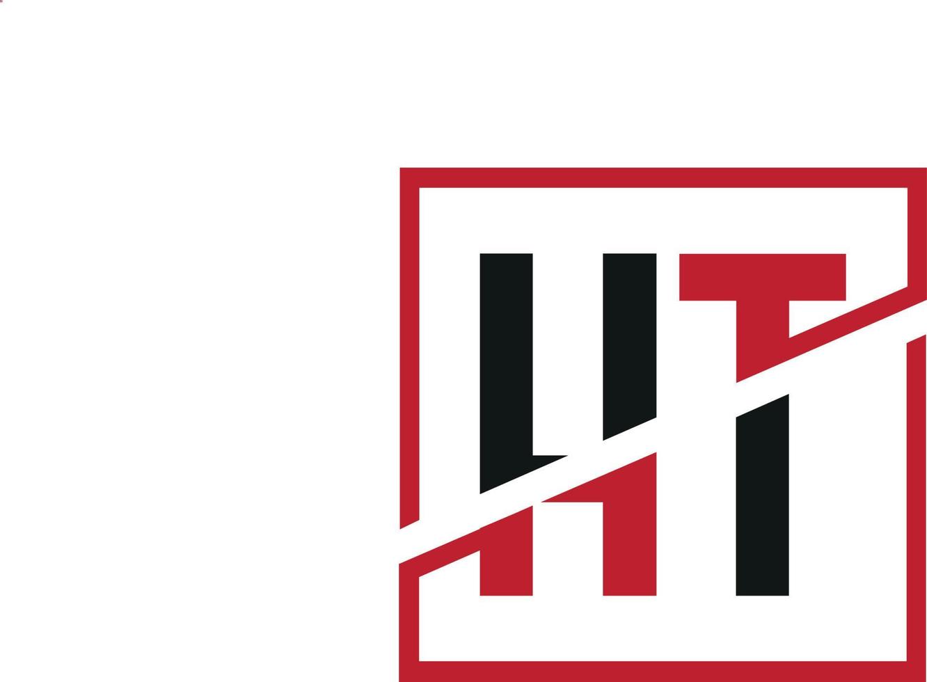 diseño de logotipo ht. diseño inicial del monograma del logotipo de la letra ht en color negro y rojo con forma cuadrada. vector profesional