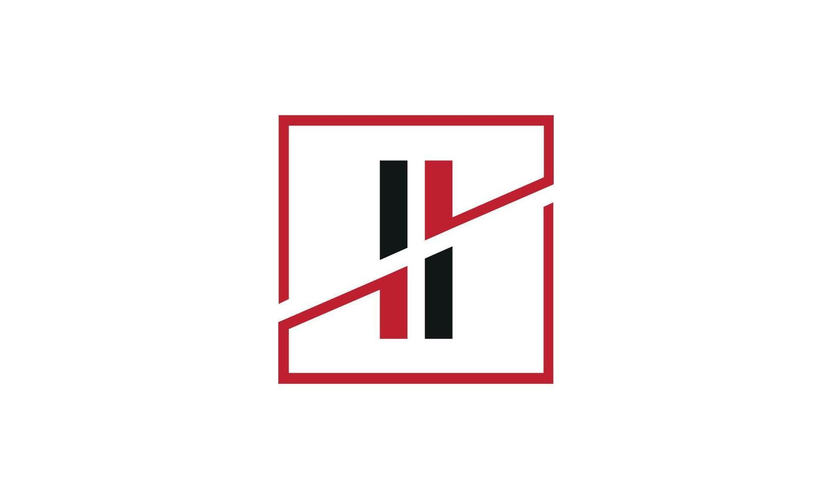 diseño de logotipo ii. diseño inicial del monograma del logotipo de la letra ii en color negro y rojo con forma cuadrada. vector profesional